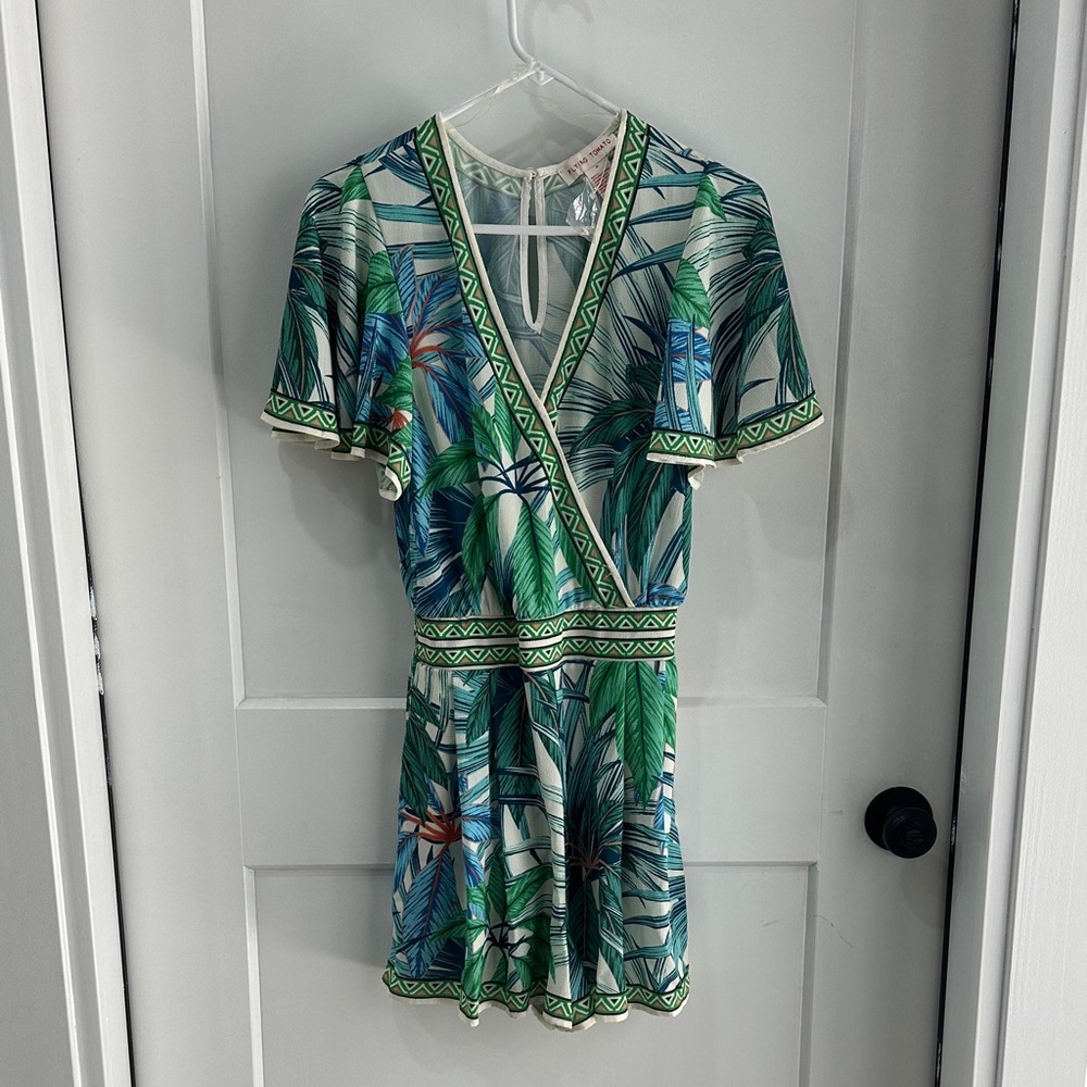 Flying Tomato Green and Blue Patterned Dress
